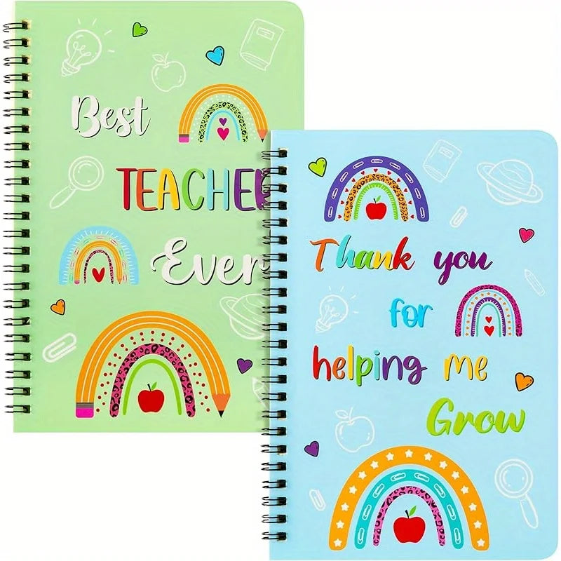 2 Pcs A5 Teacher Spiral Notebooks, Teacher Appreciation Notebooks, Hardcover Journals, Writing Notebooks, School Office Supplies