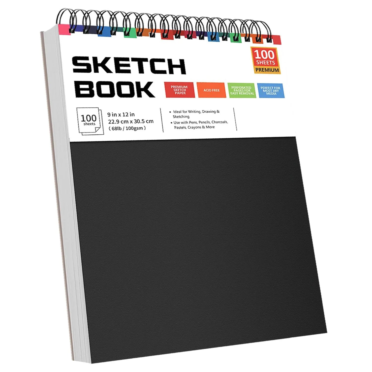 9" x 12" Sketch Book, Single Pack of 100 Sheets Spiral Bound Art Sketchbook, Artist Drawing Book Paper, Painting Sketch Pad