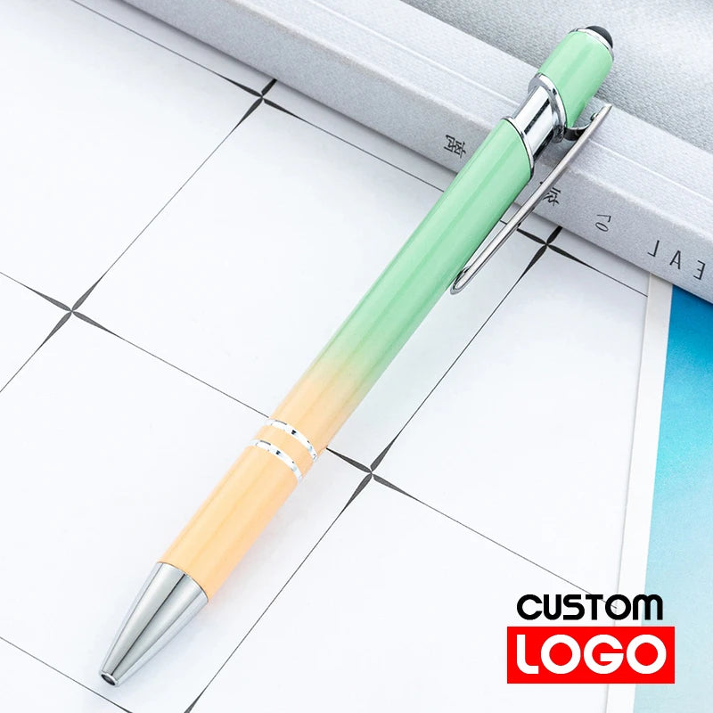 10-200Pcs Gradient Metal Ballpoint Pens Custom Logo Touch Screen Pen Office School Advertising Pen Name Text Laser Engraving