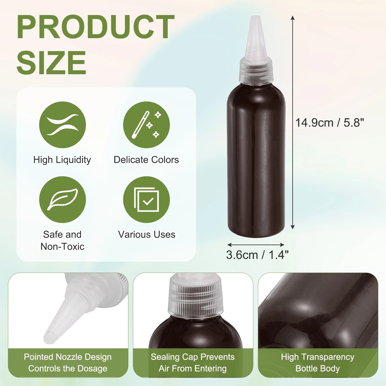 Acrylic Ink 100ml/3.4oz High Flow Fast Drying Professional Colors Acrylic Paint Ink for Painting Canvas Wood Rocks Craft Drawing