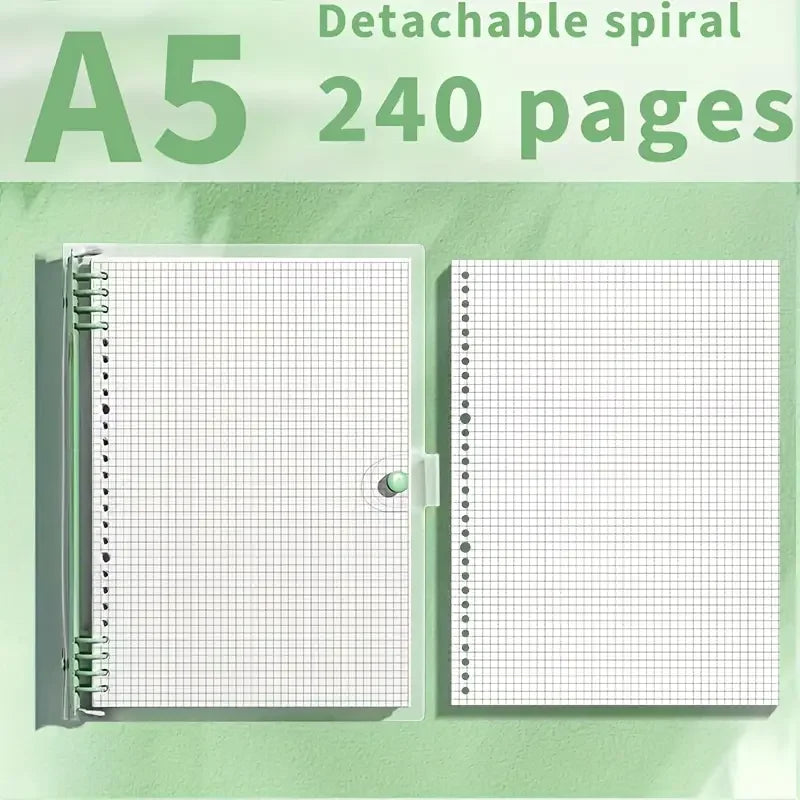240 Pages Diary A5 Transparent Soft Cover Loose Leaf Checkered Book School Notebooks Notebook Notepad Writing Pads Office