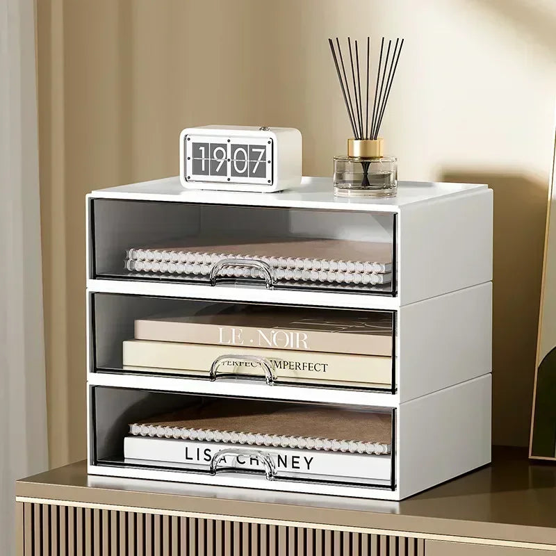Desk Organizer with 2 Drawers, Plastic Cosmetic Storage, Desktop Organizer Set, Pencil Holder, Perfect for Storage WORLDKPI