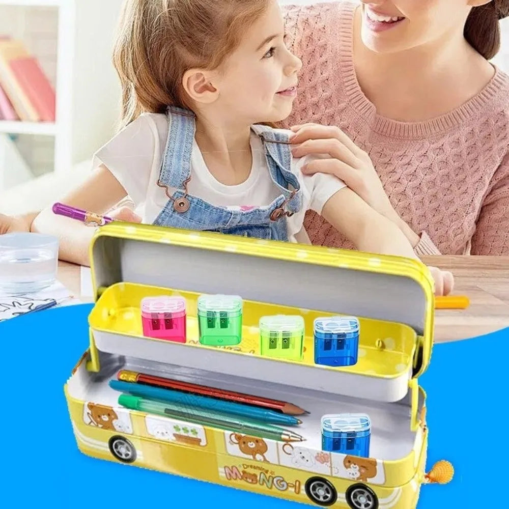 High Quality Dual Holes Pencil Sharpeners With Lid Plastic Pen Sharpener Handheld Pencil Sharpening Tool School Office Supplies