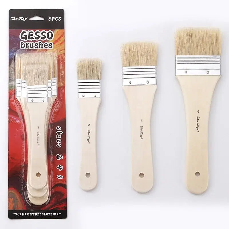 3/6/12/18pcs Stencil Paint Brushes Set Bristle Hair Wooden Handle Perfect for DIY Crafts Watercolor, Oil, and Acrylic Painting