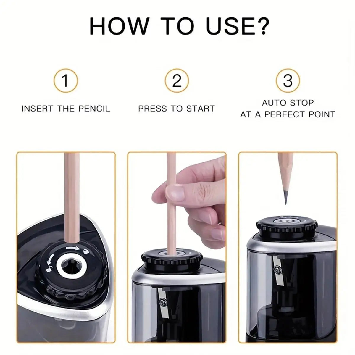 Portable Electric Sharpener Automatic Pencil Sharpener 6-8mm With Helical Steel Blade For Students Artists School Office Tool