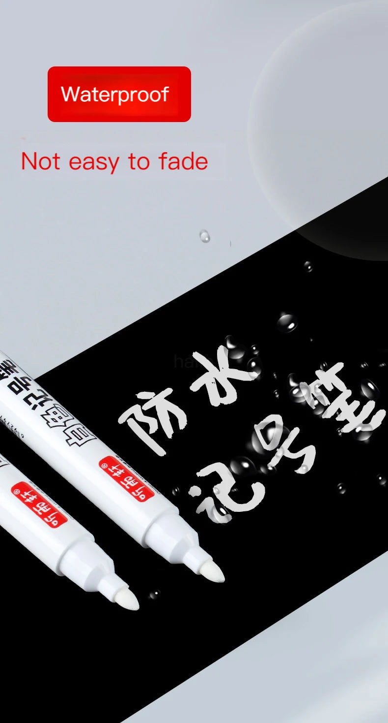 Haile For Metal White Oily Markers Waterproof Permanent Plastic Gel Pen Writing Drawing DIY Graffiti Stationery Notebook