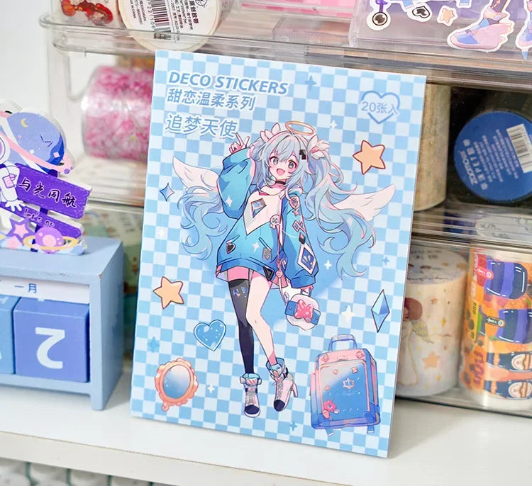 Journamm 20sheets Kawaii Stickers Book DIY Scrapbooking Collage Stationery Decor Junk Journal Cartoon Materials Stickers