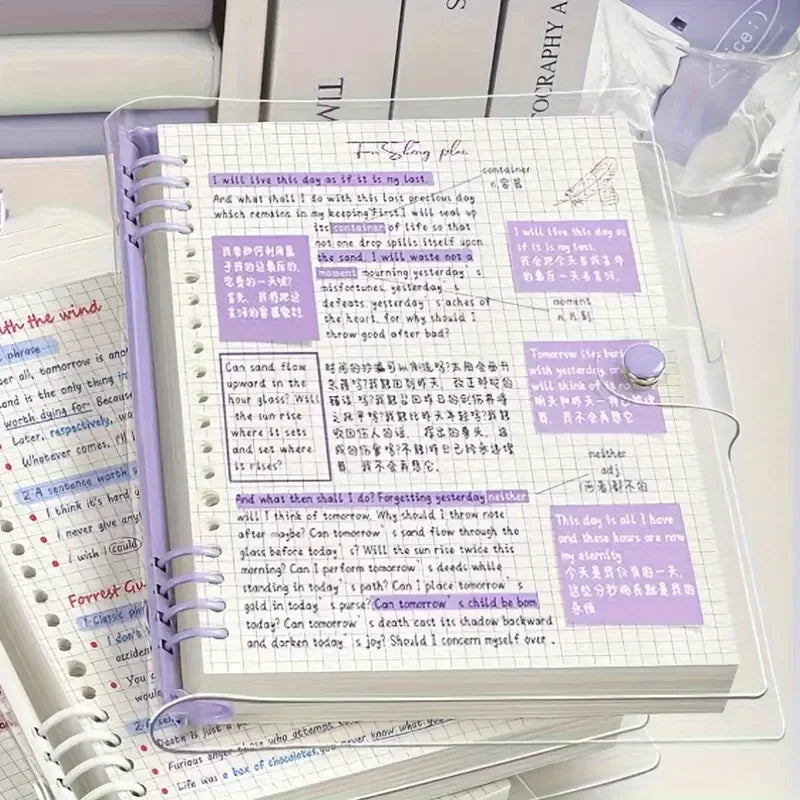 1pc 240 Pages Diary A5 Transparent Soft Cover Loose Leaf Checkered Book School Notebooks Notebook Notepad Writing Pads Office