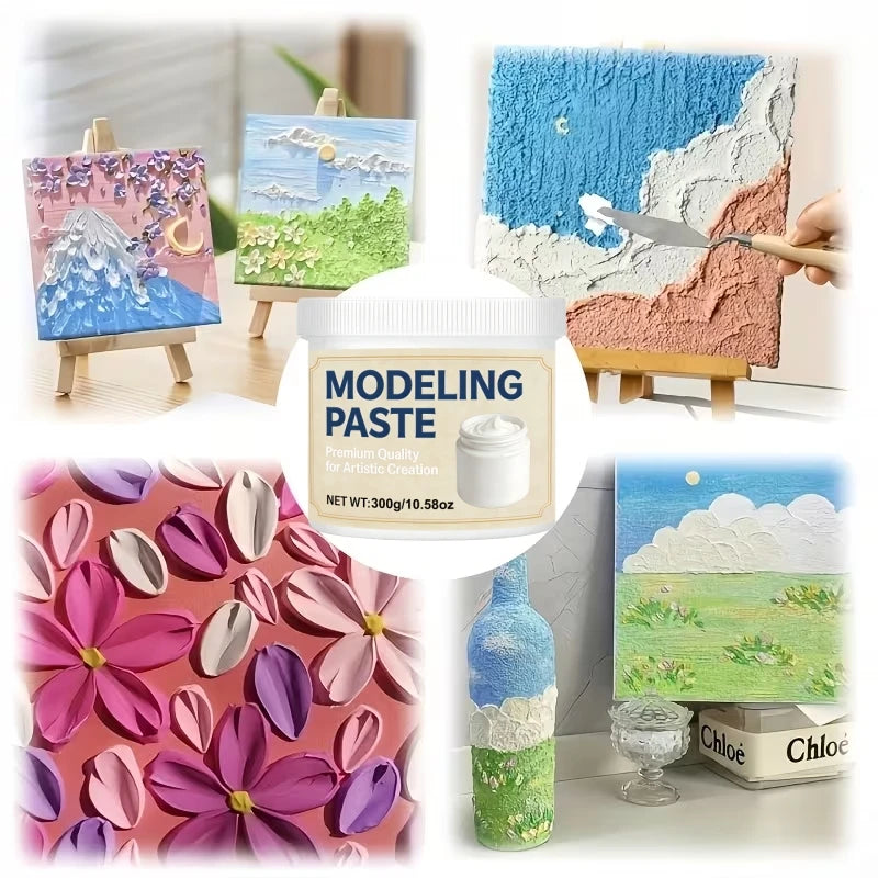 Acrylic Molding Paste: 3D Texture for Canvas & Wood. For Art & Crafts, Mixable with Acrylic Paint Quick-Drying & Crack-Resistant