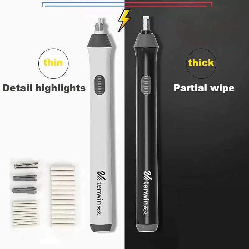 Electric Erasers Less Rubber Crumb Thick/Thin Rubber can be Changed Simple Korean Stationery Safe and Efficient School Supplies