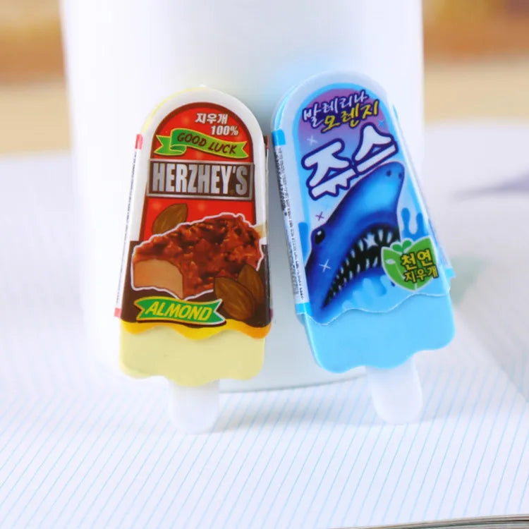 Wholesale Ice Cream Shaped Erasers, Educational Stationery for Elementary School Children, Pack of 4
