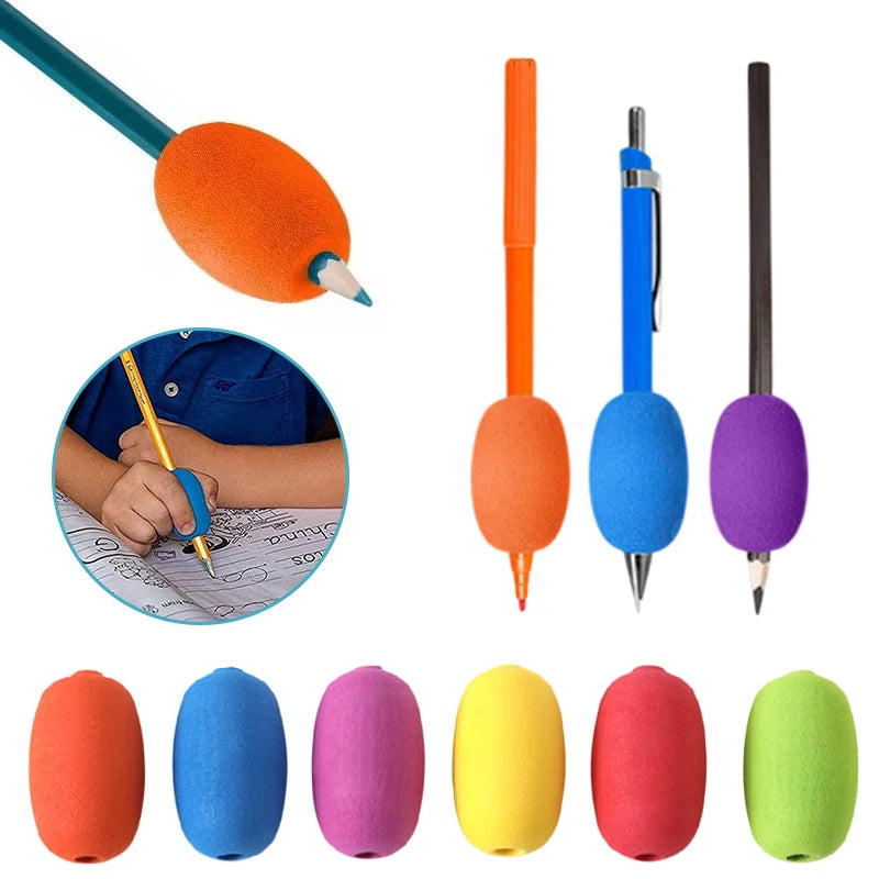 3/6pcs Soft Foam Grips For Pens And Pencils, Writing Practice Pencil Holder Cushion Grip For Handwriting Drawing Ergonomic