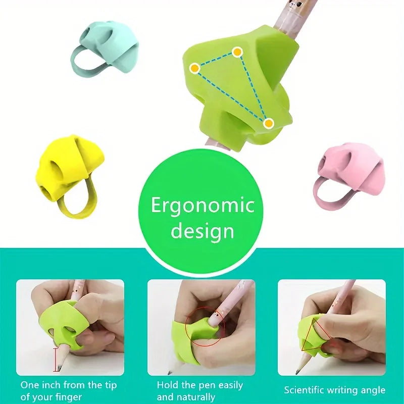 Silicone 3 Finger Grip Silicone Pencil Grips Three Fingers Fixed Handwriting Posture Correction Grip Trainer Kids Pencil Holder