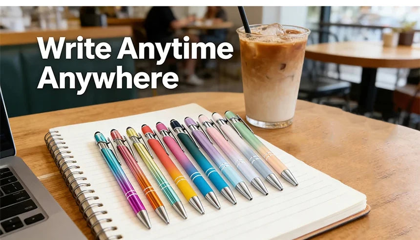 10-200Pcs Gradient Metal Ballpoint Pens Custom Logo Touch Screen Pen Office School Advertising Pen Name Text Laser Engraving