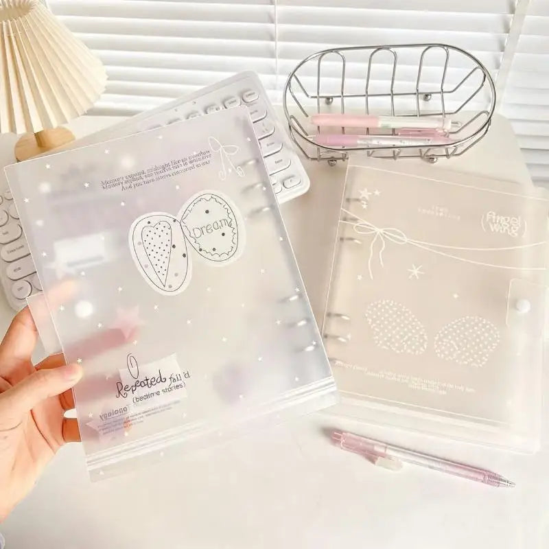 Ins Style Ring Binder Notebook, Scrub PP Cover Loose‑Leaf Journal Planner with Removable Inner Core School Organization Notepad