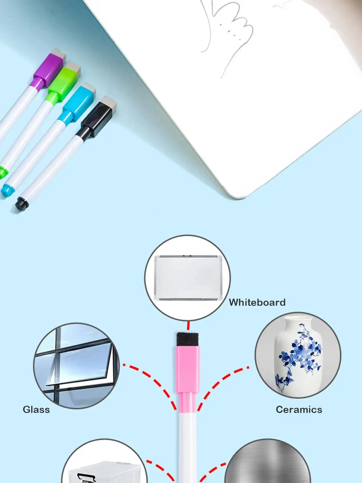8 Pcs Magnetic Erasable Whiteboard Pen Color Options Numbering Stationery Office Teaching Supplies For Blackboard Student Note