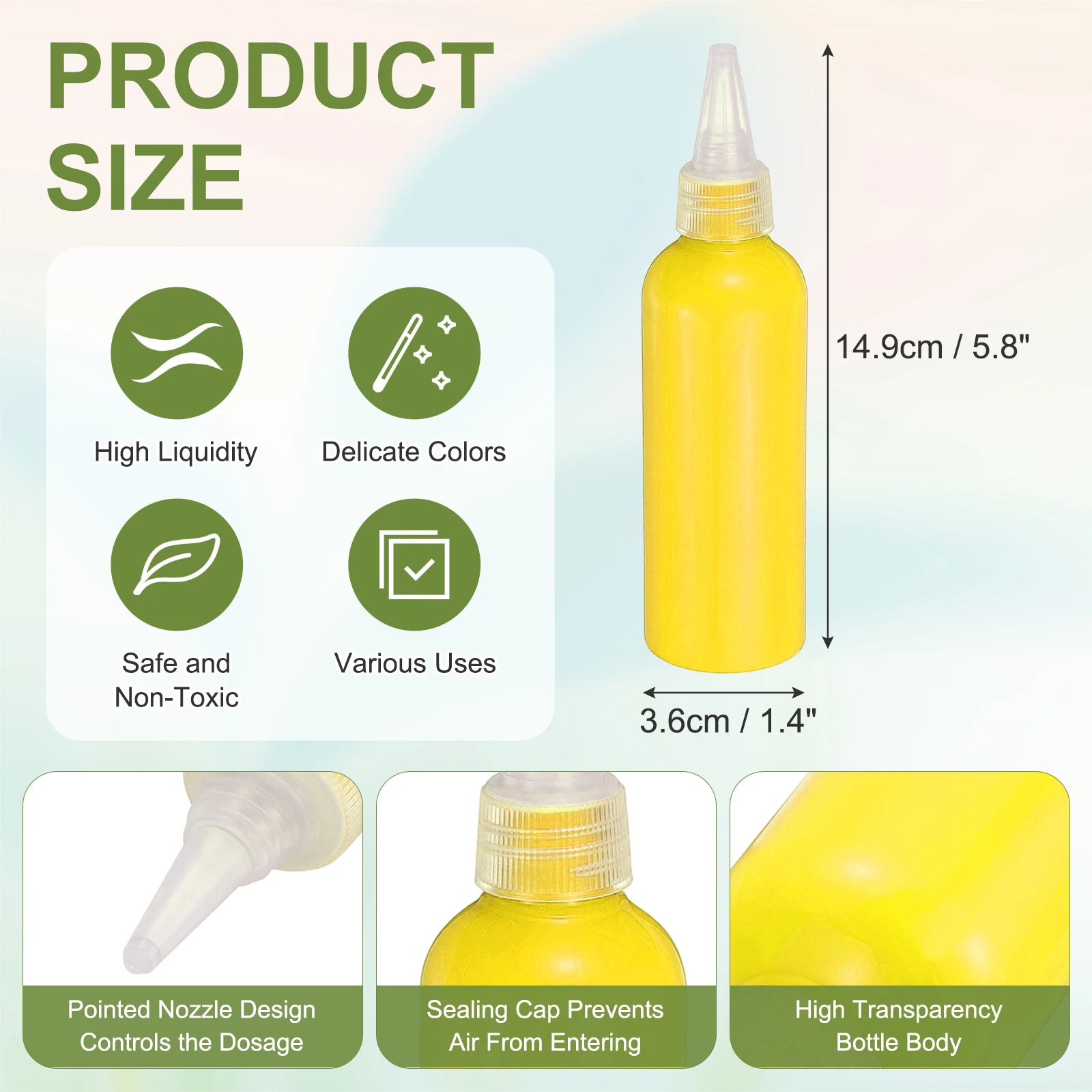 Acrylic Ink 100ml/3.4oz High Flow Fast Drying Professional Colors Acrylic Paint Ink for Painting Canvas Wood Rocks Craft Drawing