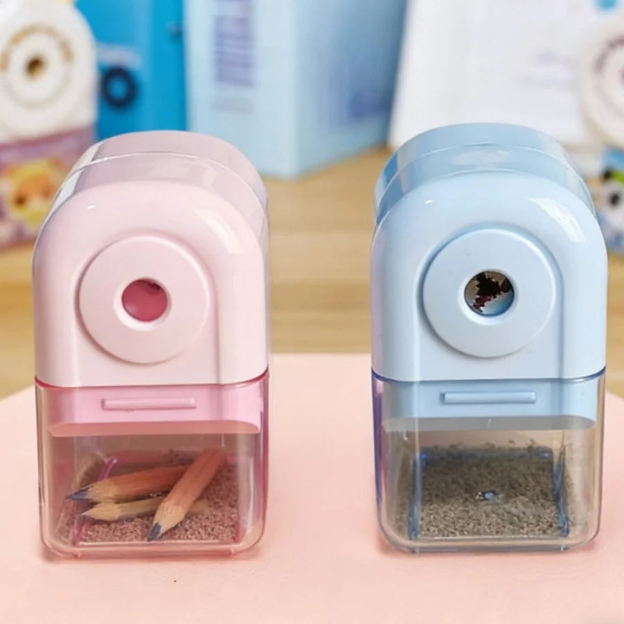 Hand-cranked pencil sharpener for students - automatically feeds the lead and sharpens the pencil. Multi-functional pencil sharp