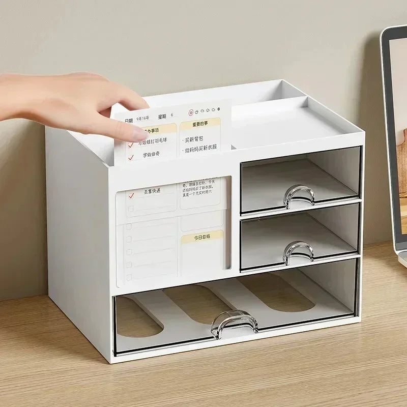 Desk Organizer with 2 Drawers, Plastic Cosmetic Storage, Desktop Organizer Set, Pencil Holder, Perfect for Storage WORLDKPI