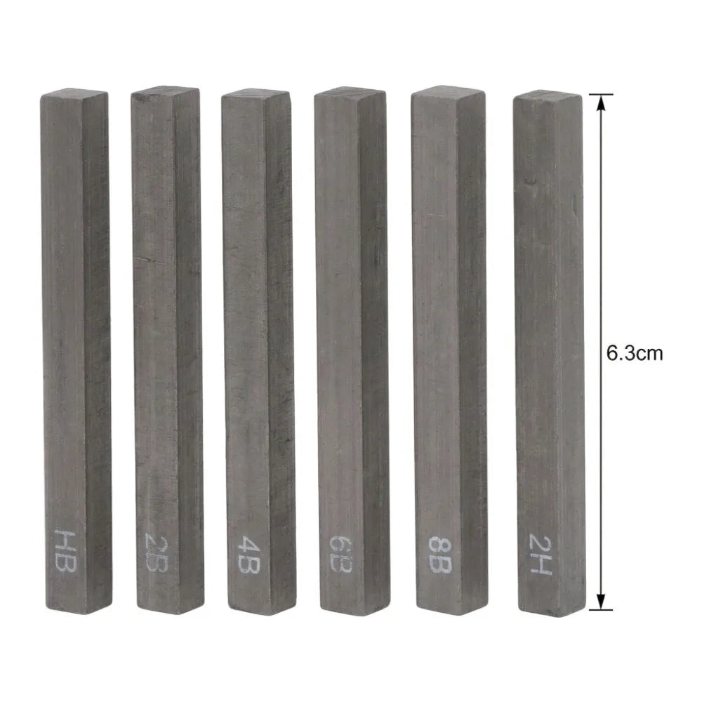 6PCS Square Shape Sketch Charcoal Sticks Break Resistant Pure Charcoal Drawing Charcoal 2.48in Square Charcoal Bars