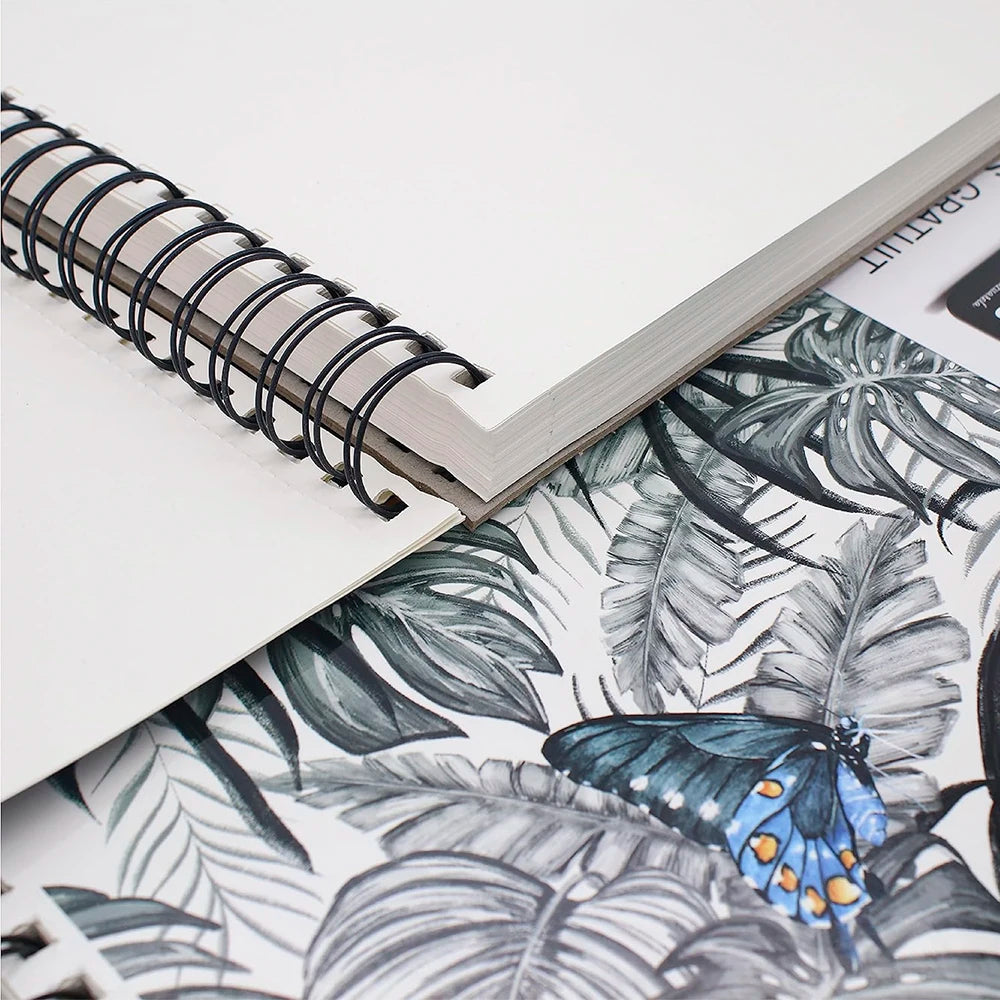 1PC 100-Sheets Sketch Book, Top Spiral Bound Sketch Pad,  (68lb/100gsm), Acid Free Art Sketchbook Artistic Draw