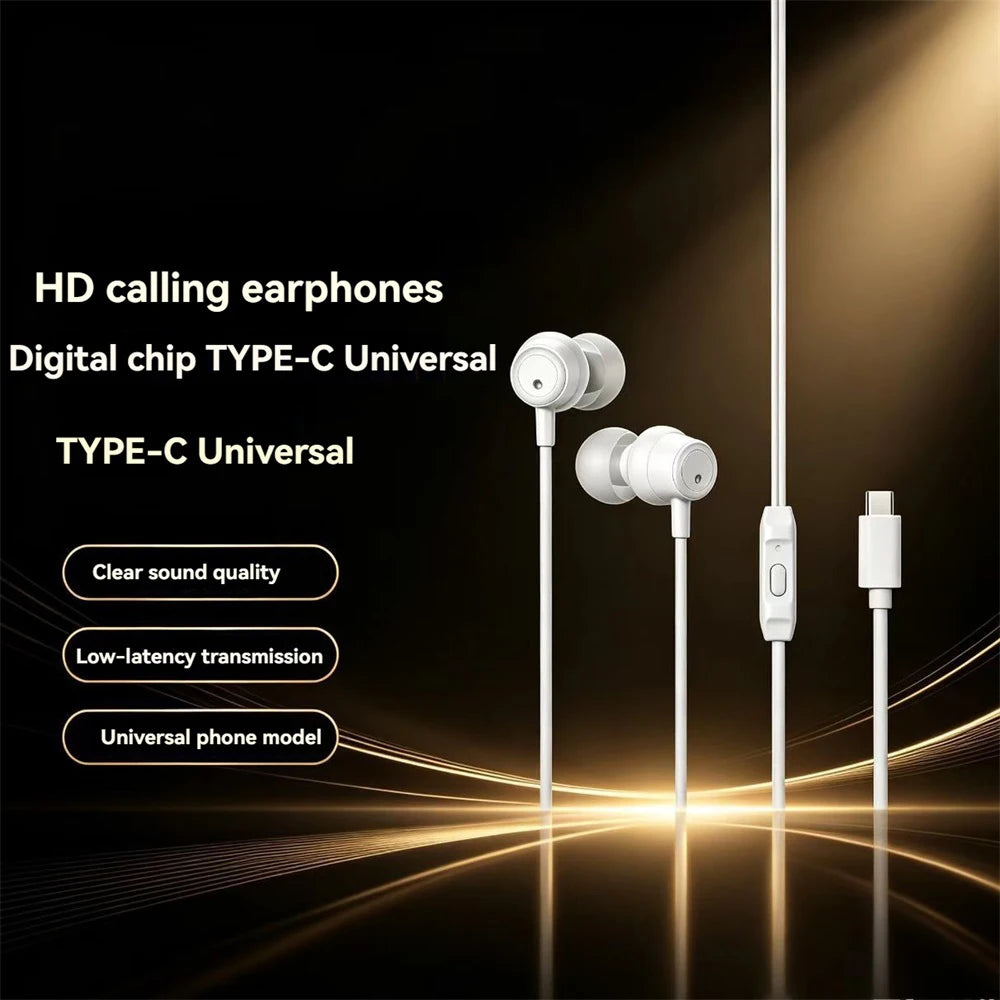 696 Portable Wired In Ear Headphones HD Calling Earphones Clear Sound Quality Music Playing TYPE-C Universal Headset