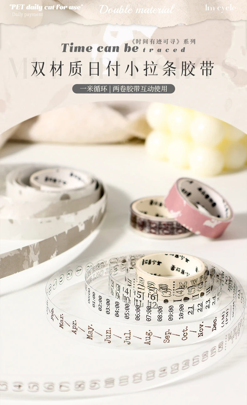 Journal GO 1.2x200cm Time Can Be Traced Tape Weekly Date Plan Tape Timeline Masking Tapes Planning Tape Scrapbooking Sticker