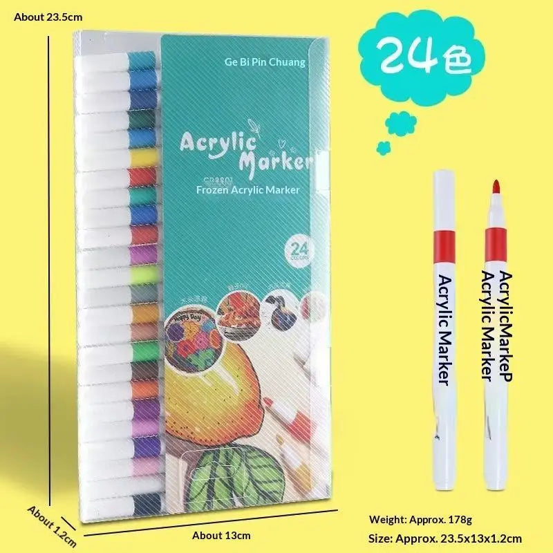 Acrylic Paint Markers 24 Colors Waterproof Smudge Resistant for Pottery Painting Handmade DIY Art Project