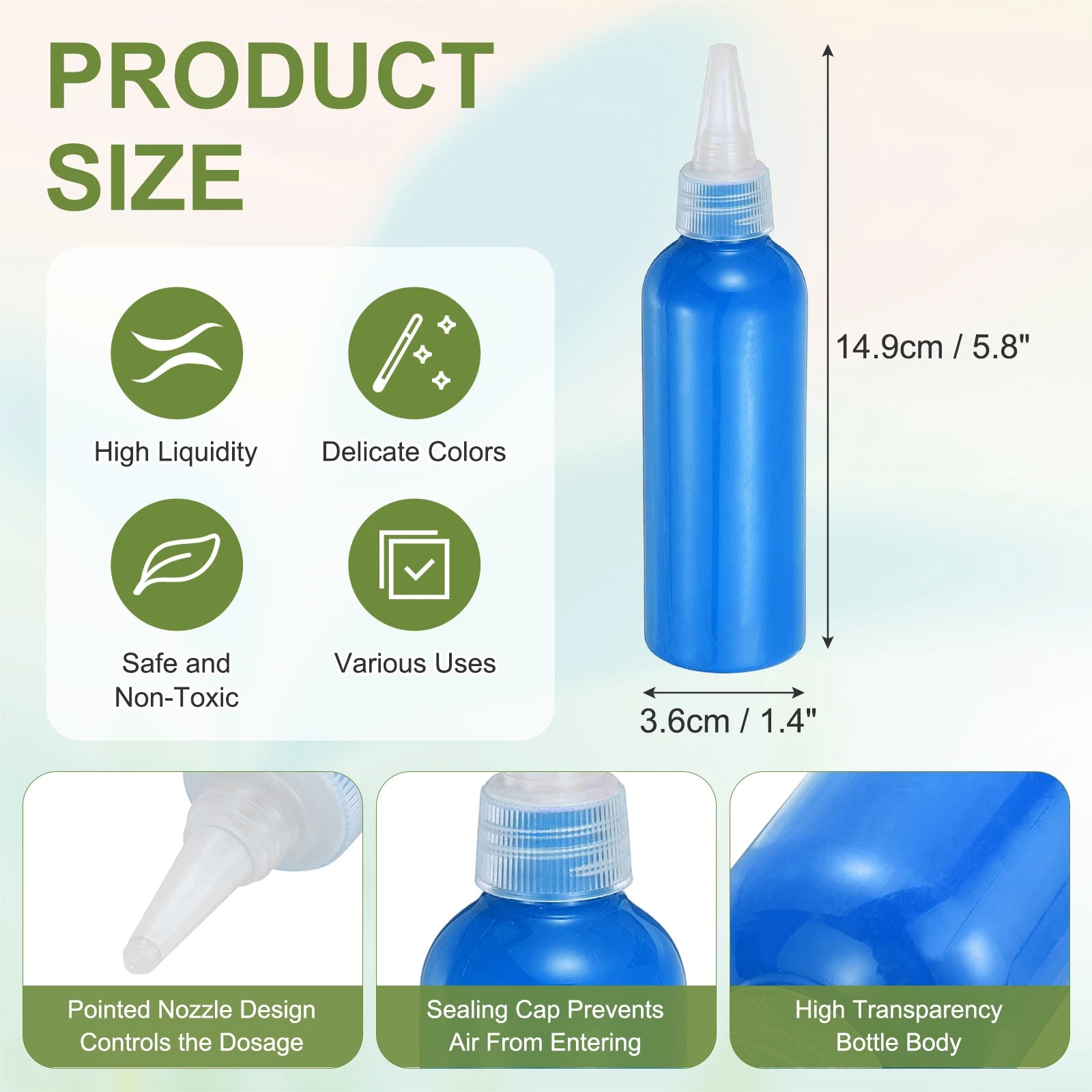 Acrylic Ink 100ml/3.4oz High Flow Fast Drying Professional Colors Acrylic Paint Ink for Painting Canvas Wood Rocks Craft Drawing