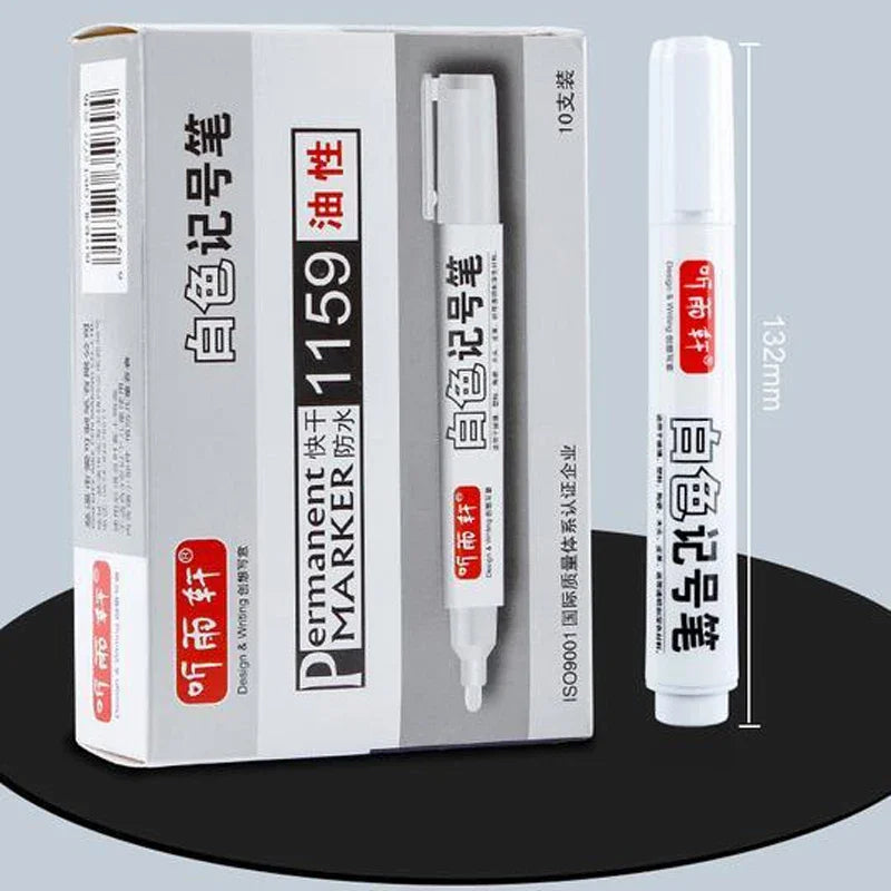 Haile For Metal White Oily Markers Waterproof Permanent Plastic Gel Pen Writing Drawing DIY Graffiti Stationery Notebook