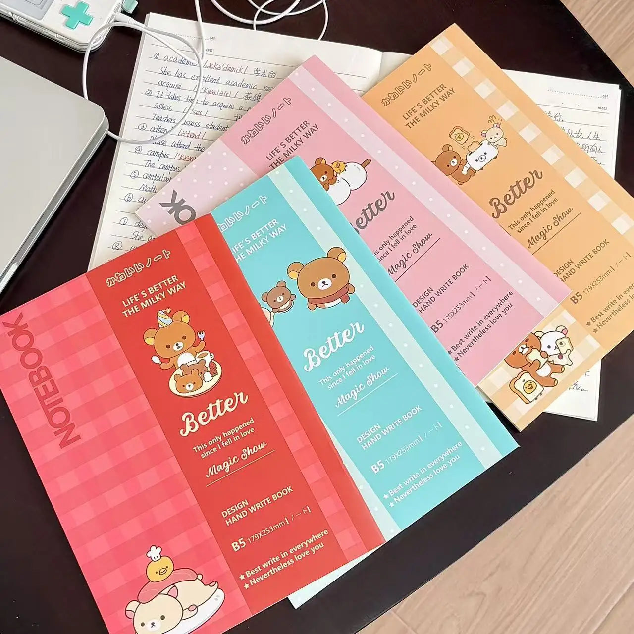 Kawaii Rilakkuma Bear Lined Notebook Cute Aesthetic Diary Planner Student School Writing Stationery Gift For Girls