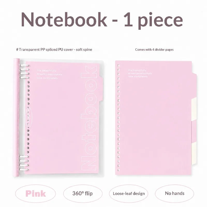 B5 Loose Leaf Notebook Soft Spine Detachable Pages for Middle High School Students Reading Journal Stylish New Design