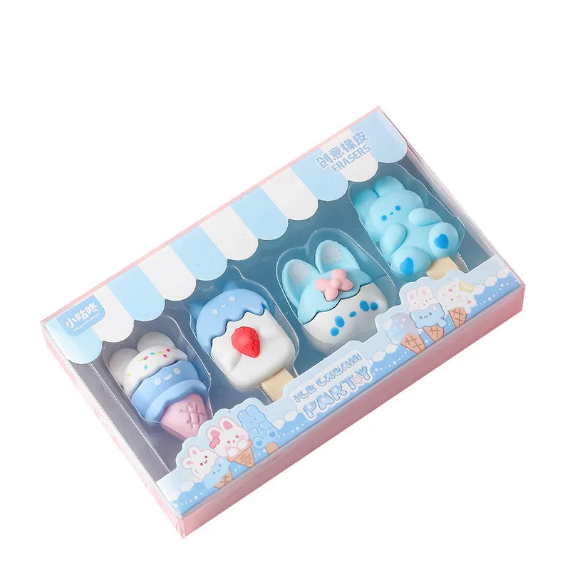 New Cartoon Dessert Box Eraser Simulation Ice Cream Eraser for Elementary School Students To Write and Draw Special Eraser Gift