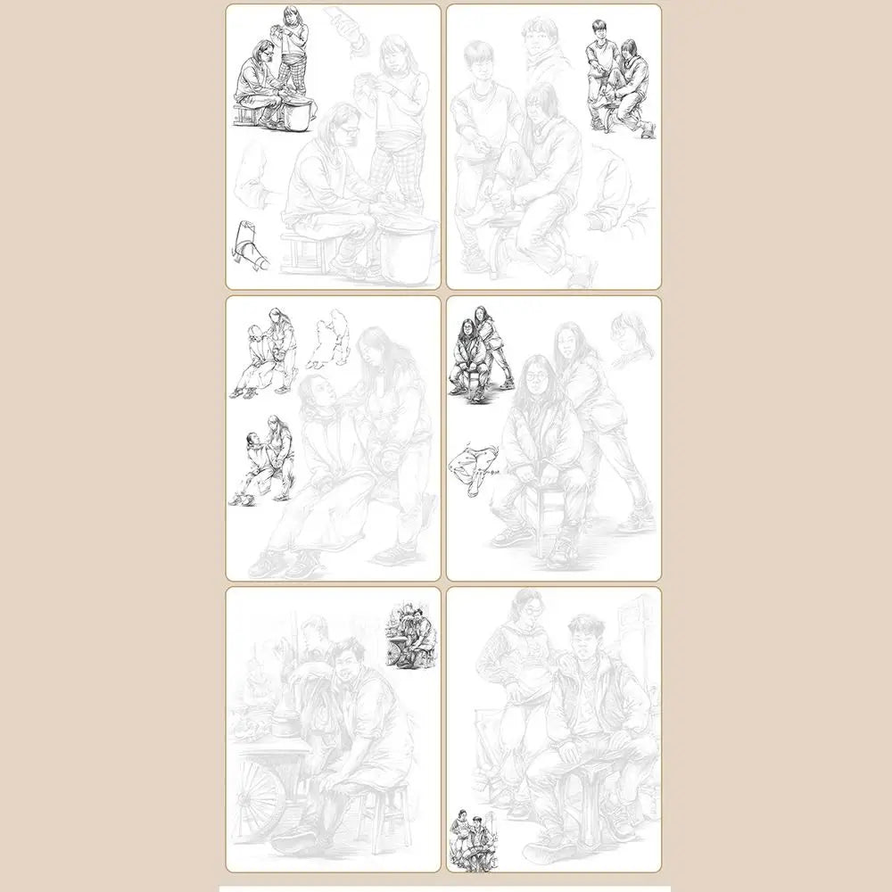 Hand Drawn Hand Painted Tutorial Book Sketching Practicing Line Draft Practice Book Studying Characters Tracing Sketch Book