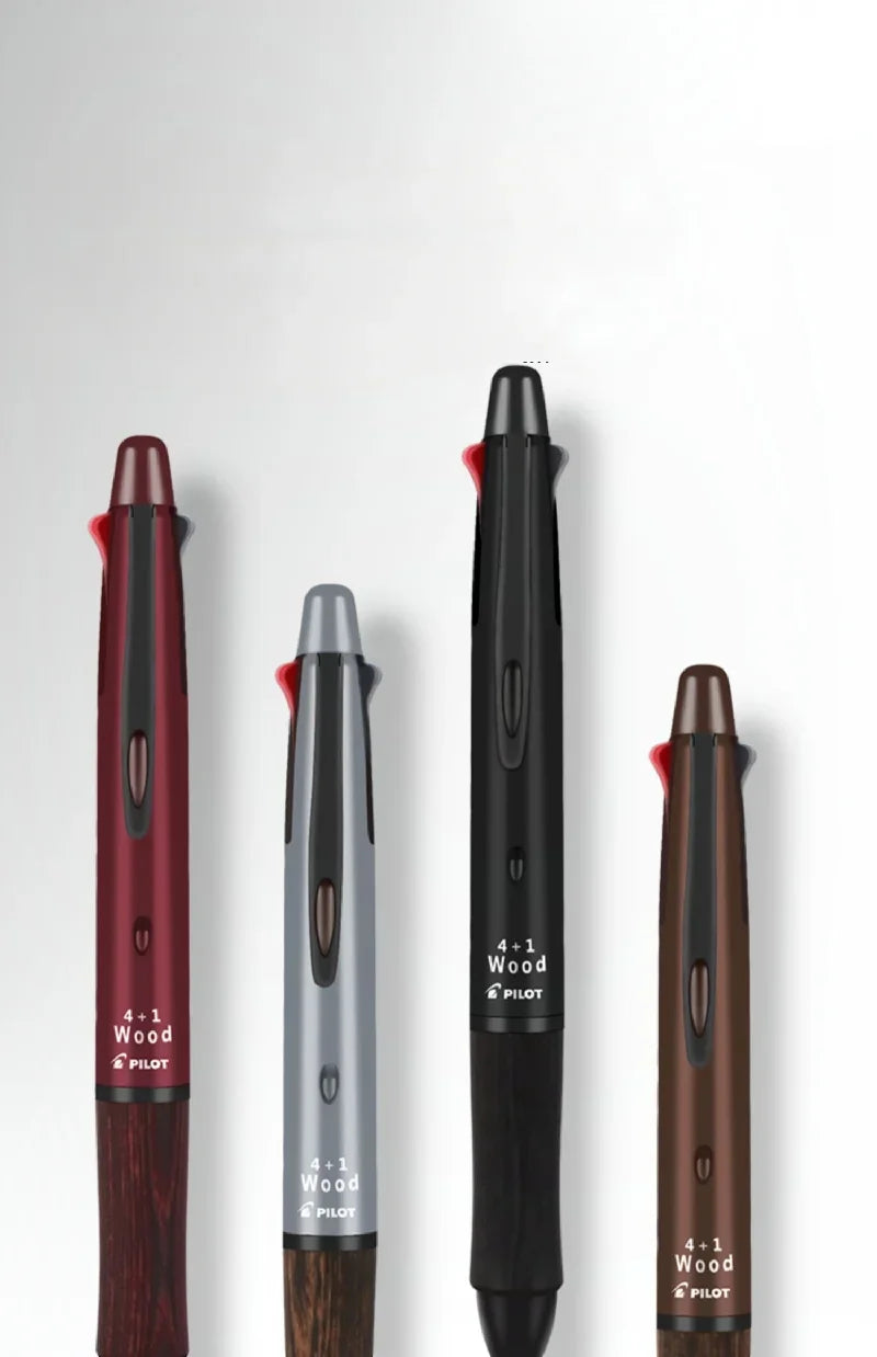 Pilot 4+1 Multifunctional Wooden Pen Grip Four-Color 0.7 Ballpoint Pen And 0.5 Mechanical Pencil Set Japanese School Stationery