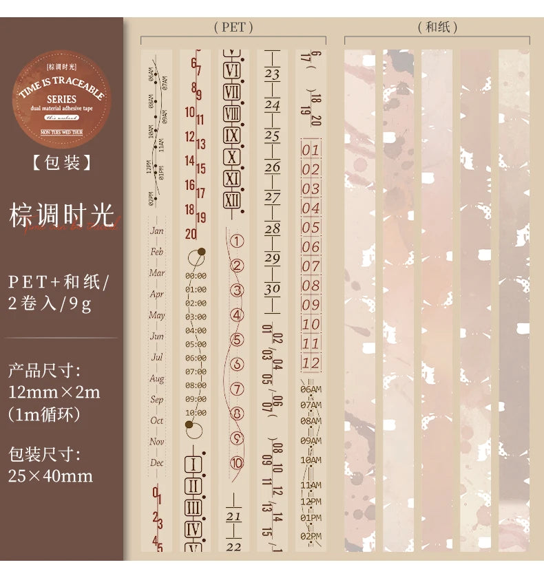 Journal GO 1.2x200cm Time Can Be Traced Tape Weekly Date Plan Tape Timeline Masking Tapes Planning Tape Scrapbooking Sticker
