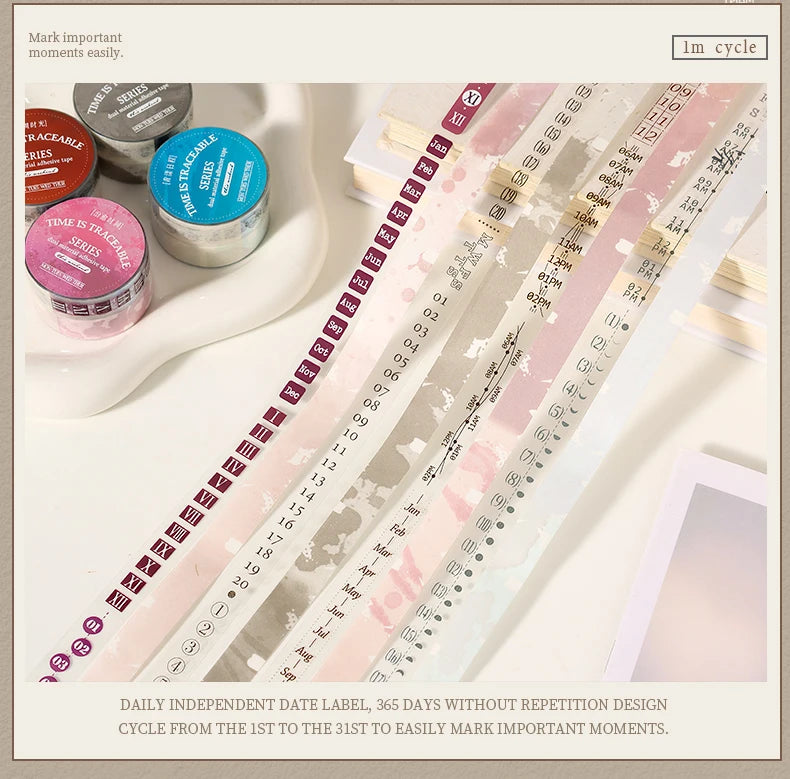 Journal GO 1.2x200cm Time Can Be Traced Tape Weekly Date Plan Tape Timeline Masking Tapes Planning Tape Scrapbooking Sticker
