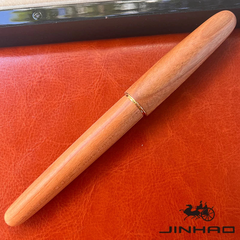 1 PCS JINHAO 9036 Vintage Natural Wood Medium Nib Handmade Fountain Ink Pen