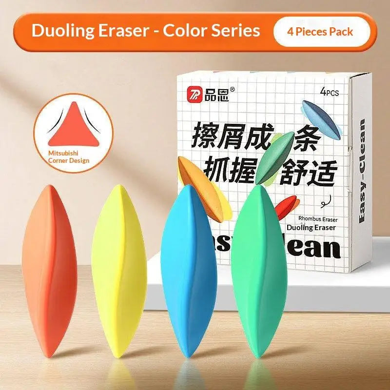 4 Pack Colorful Rhombus Erasers Comfortable Grip Mess Free Erasing Tear Resistant Erasers for High School Students