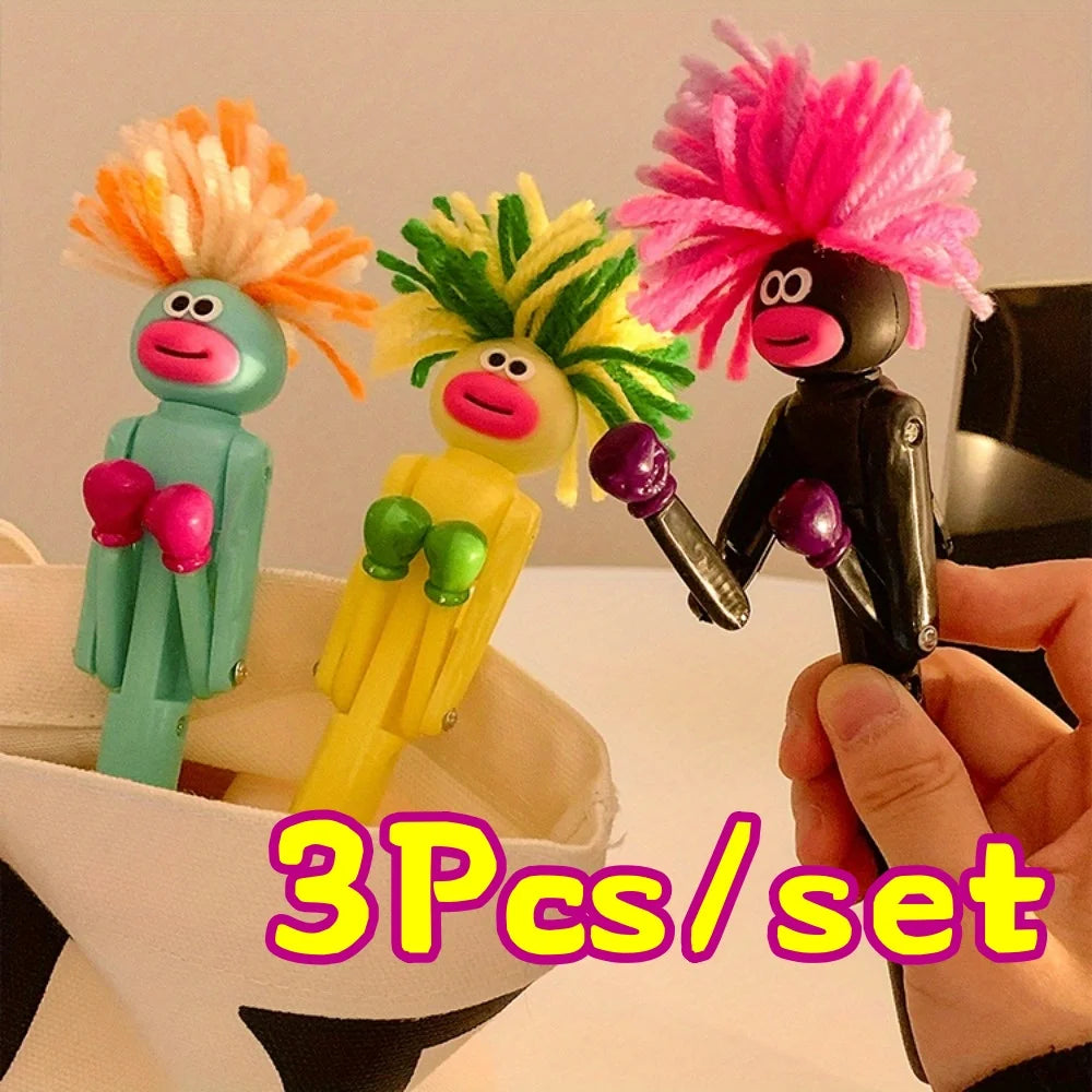 Boxing Pen 3Pcs Funny Stress Toy Ballpoint Click Pen,Cool Desk Gadget Office Game Gift for Kids Adults Anxiety Relief Fidget Toy