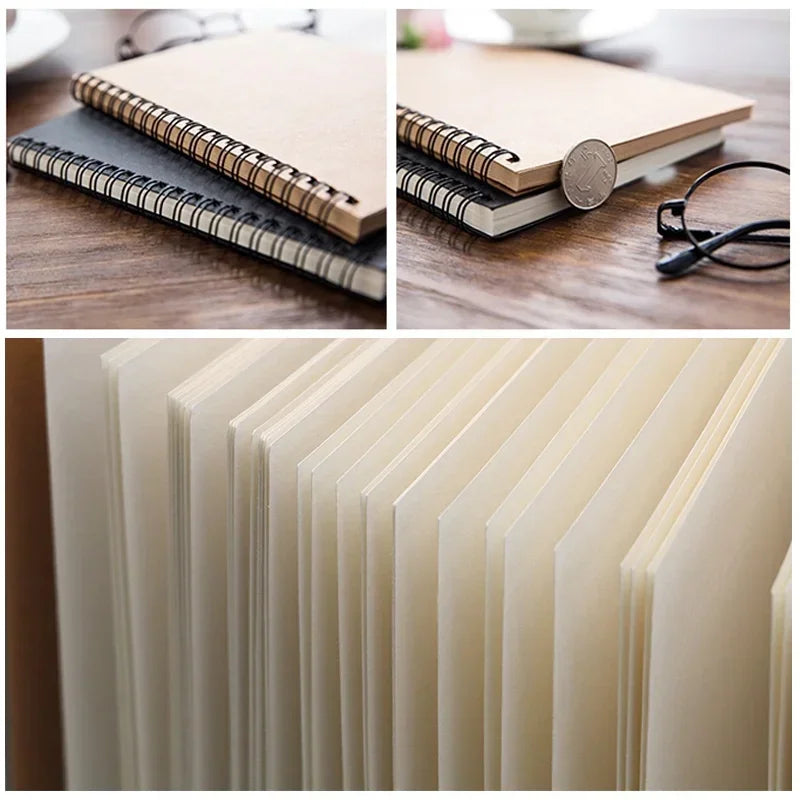 STONEGO 100-Page Kraft Paper Sketchbook - Soft Cover, Wire Bound, Unlined, Perfect for Sketching, Writing & Note