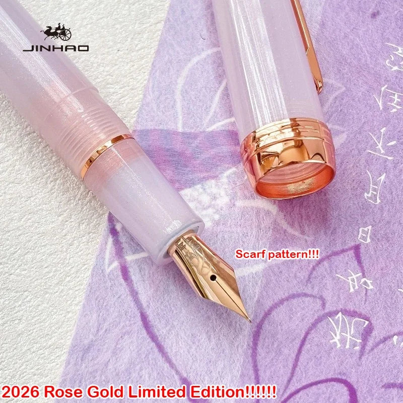 2026 Limited Edition Sakura Pink! JINHAO 82 Plus Fountain Pen Rose Clip Rose Scarf Pattern Nib School Office Supplies Stationery
