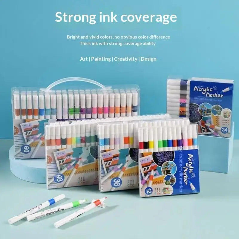 Acrylic Paint Markers 24 Colors Waterproof Smudge Resistant for Pottery Painting Handmade DIY Art Project