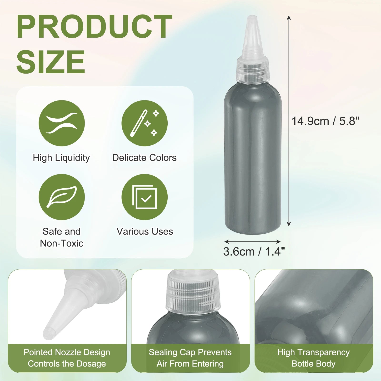 Acrylic Ink 100ml/3.4oz High Flow Fast Drying Professional Colors Acrylic Paint Ink for Painting Canvas Wood Rocks Craft Drawing
