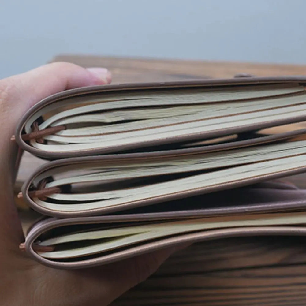 Vintage Portable Leather Notebook Stationery Hand Ledger Diary Book Hardcover Exquisite Notepad School