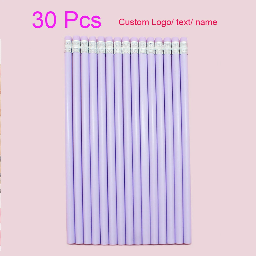 Custom Wood Pencils Personalized Name Pencils with Erasers-Imprinted Logo or Message Pen for Baby Shower Wedding School Office