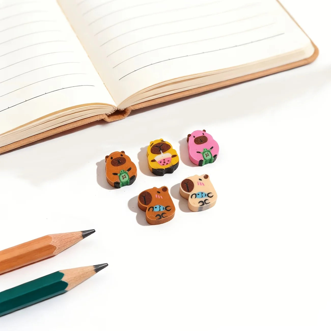 60 mini capybara-shaped erasers, with cute and mini designs, are perfect for classroom, home and school rewards