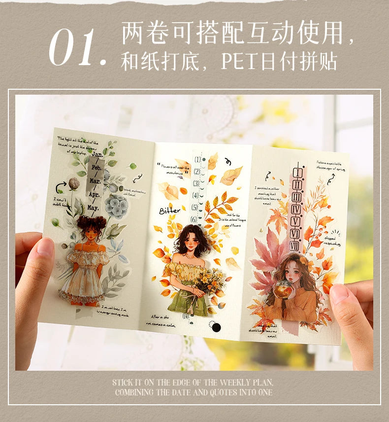 Journal GO 1.2x200cm Time Can Be Traced Tape Weekly Date Plan Tape Timeline Masking Tapes Planning Tape Scrapbooking Sticker