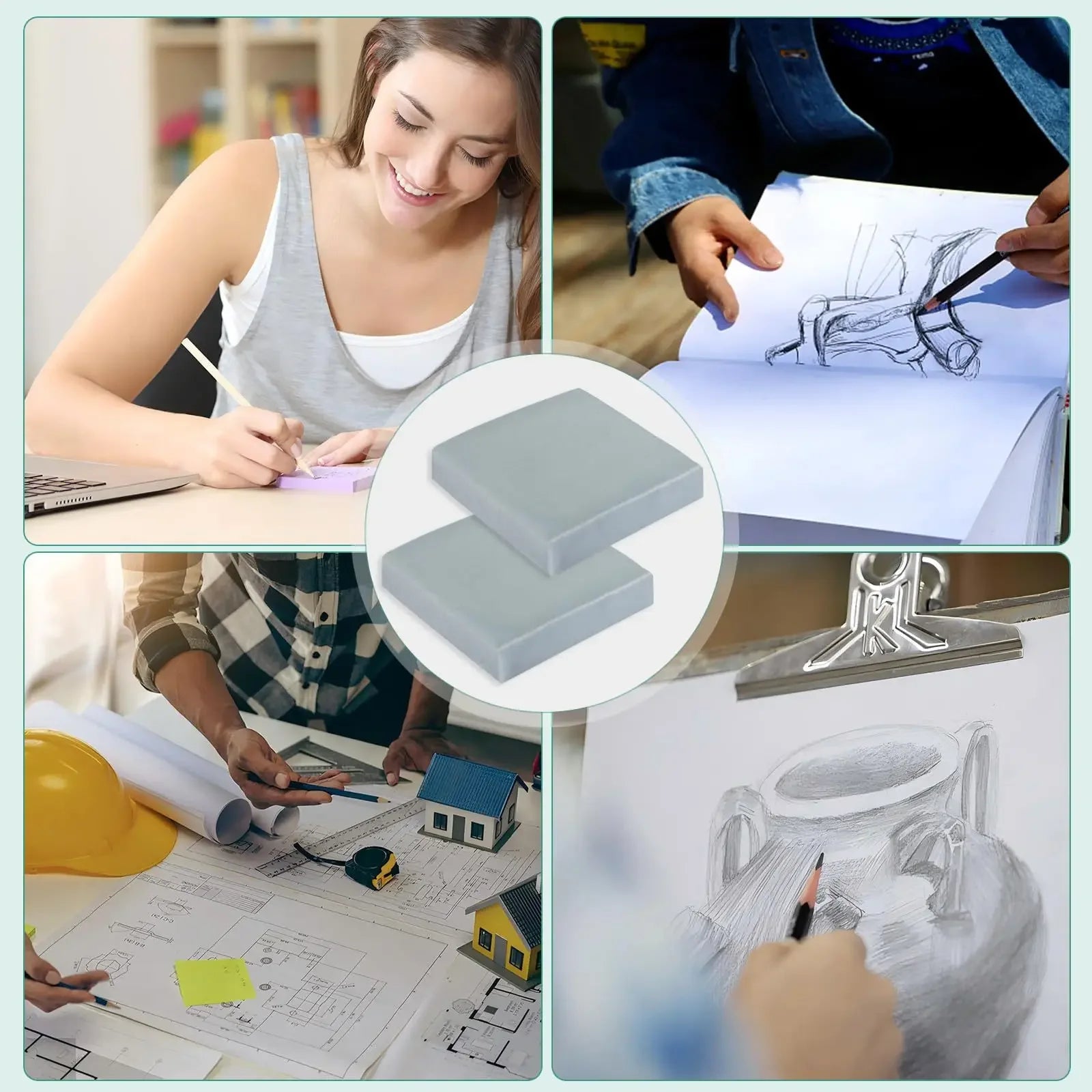 2pcs Kneaded Eraser for Artists Soft Kneadable Eraser with Storage Case Art Erasers for Correcting,Lightening Charcoal Pencil