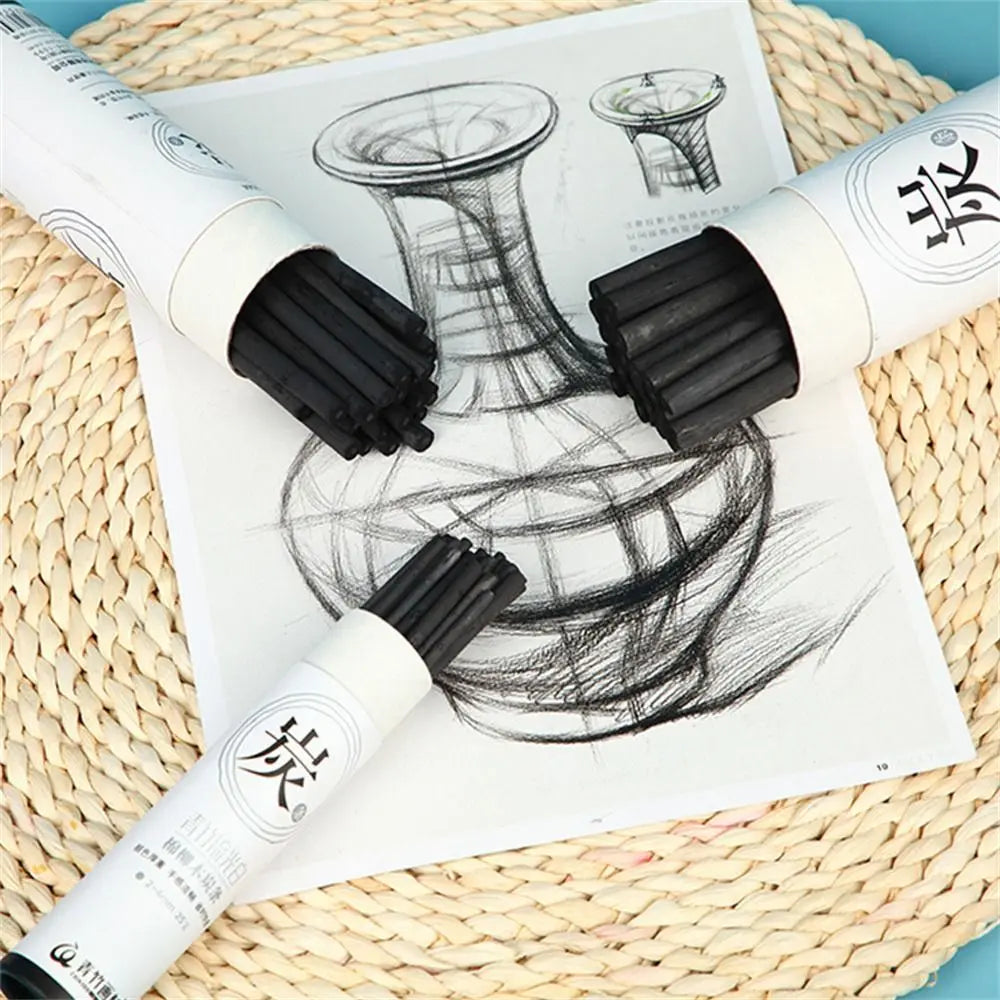 Black Color Charcoal Sticks Vine Charcoal Strong Color Charcoal Bars Comfortable Feel Willow Charcoal Drawing Charcoal Pencils